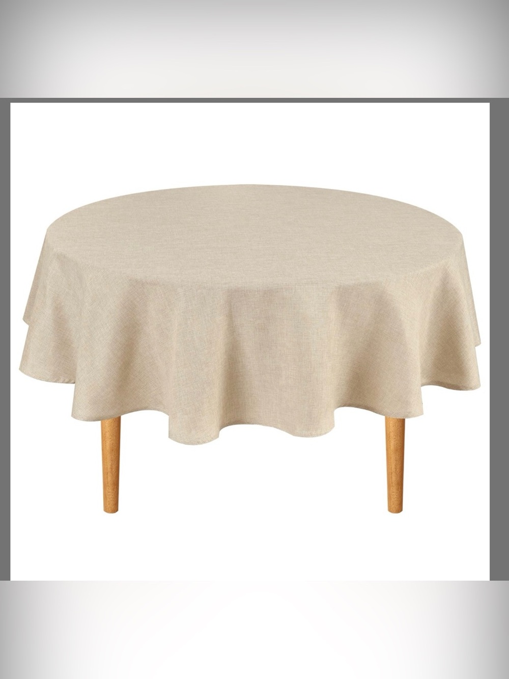 Classic Round Beige Tablecloth - Neutral Linen Look